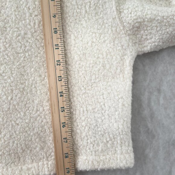 Zara Womens Cream Teddy Fleece Cropped Crew Neck Soft Cozy Sweater Size Small - Picture 7 of 9